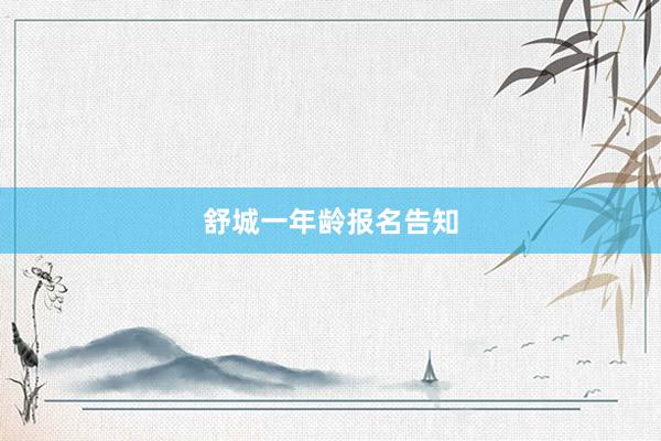 舒城一年龄报名告知